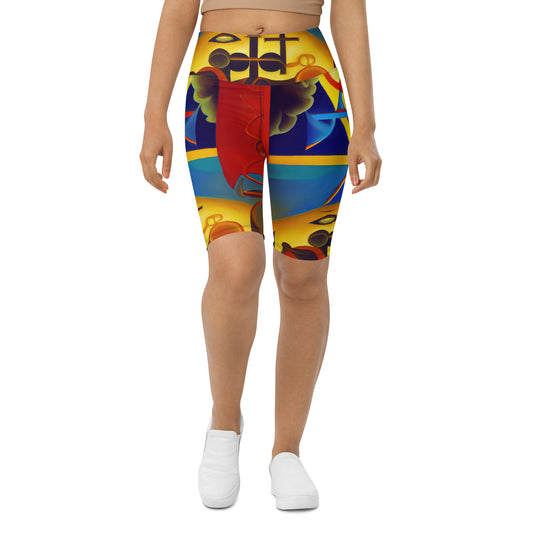 DMV 1858 Abstract Art Biker Shorts