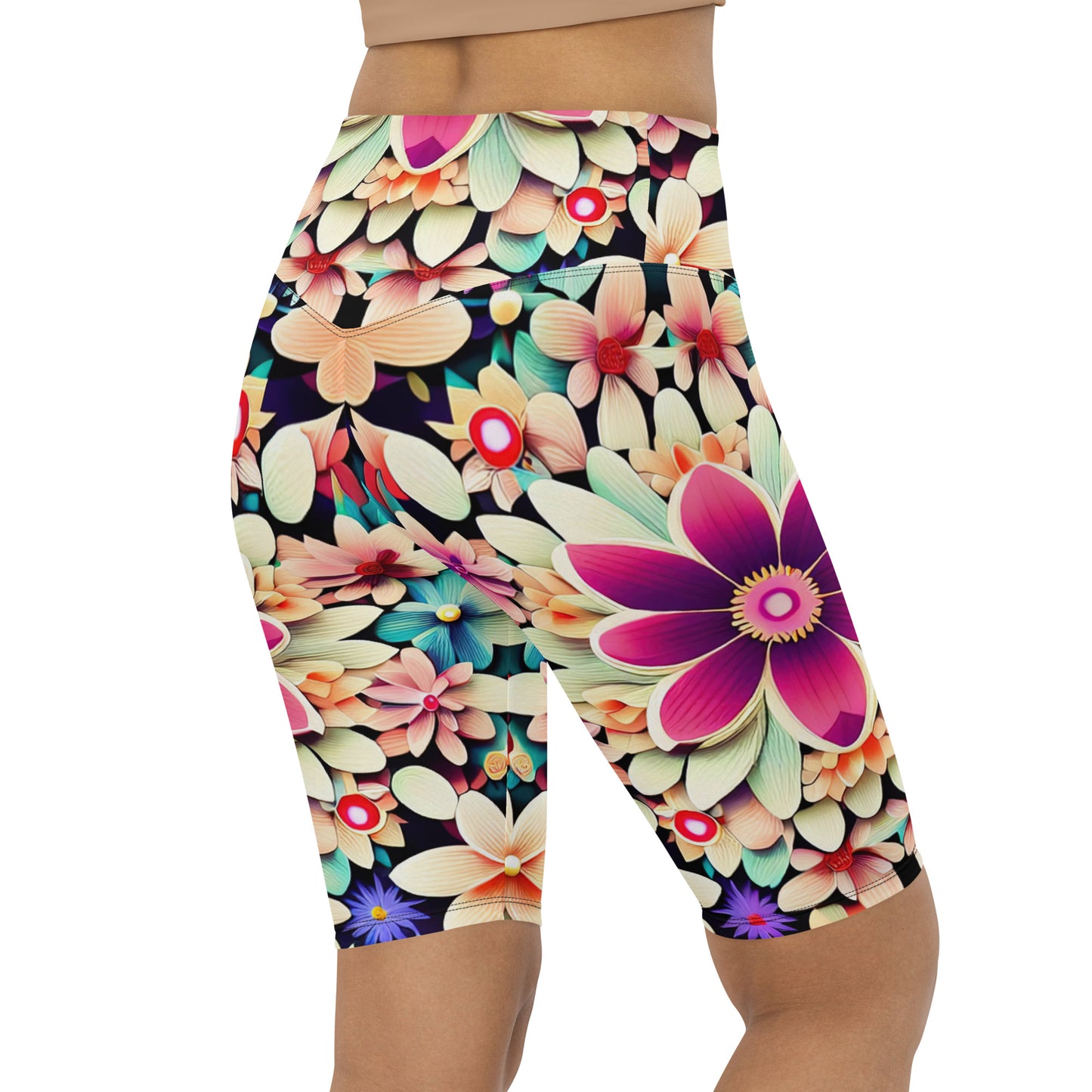 DMV 0307 Floral Biker Shorts