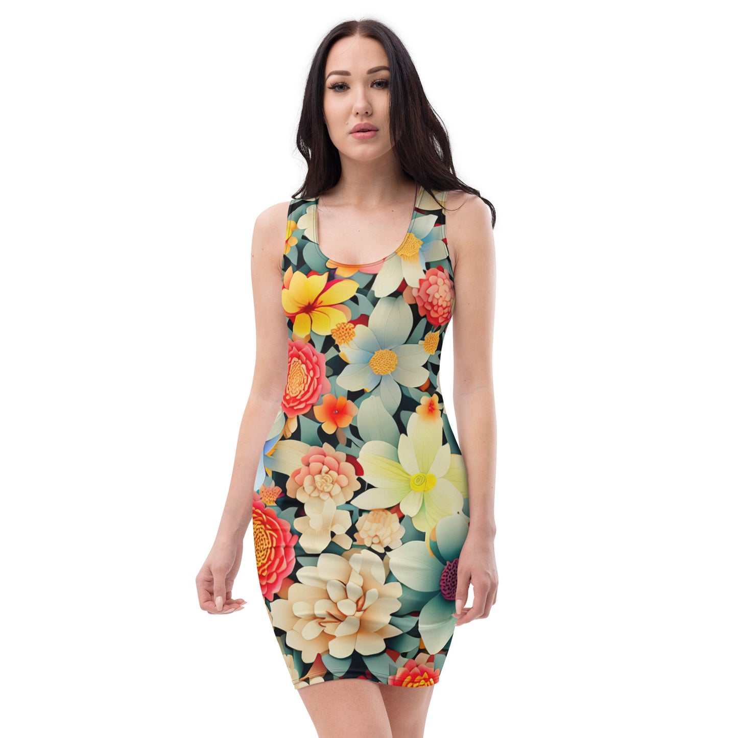 DMV 0260 Floral Bodycon dress