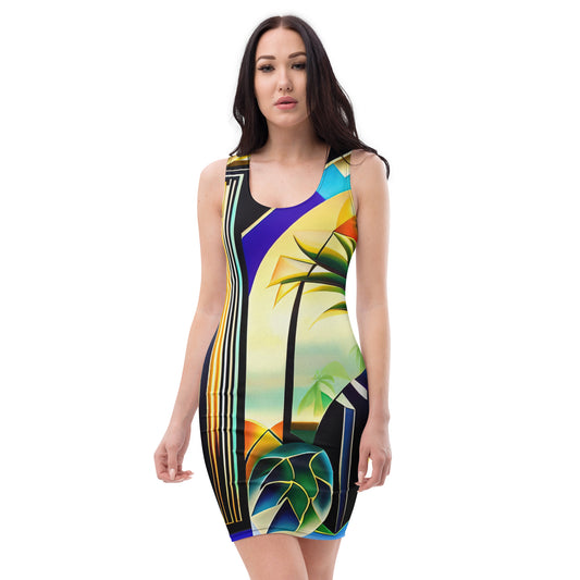 DMV 0258 Retro Art Bodycon dress