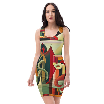 DMV 1193 Retro Art Bodycon dress