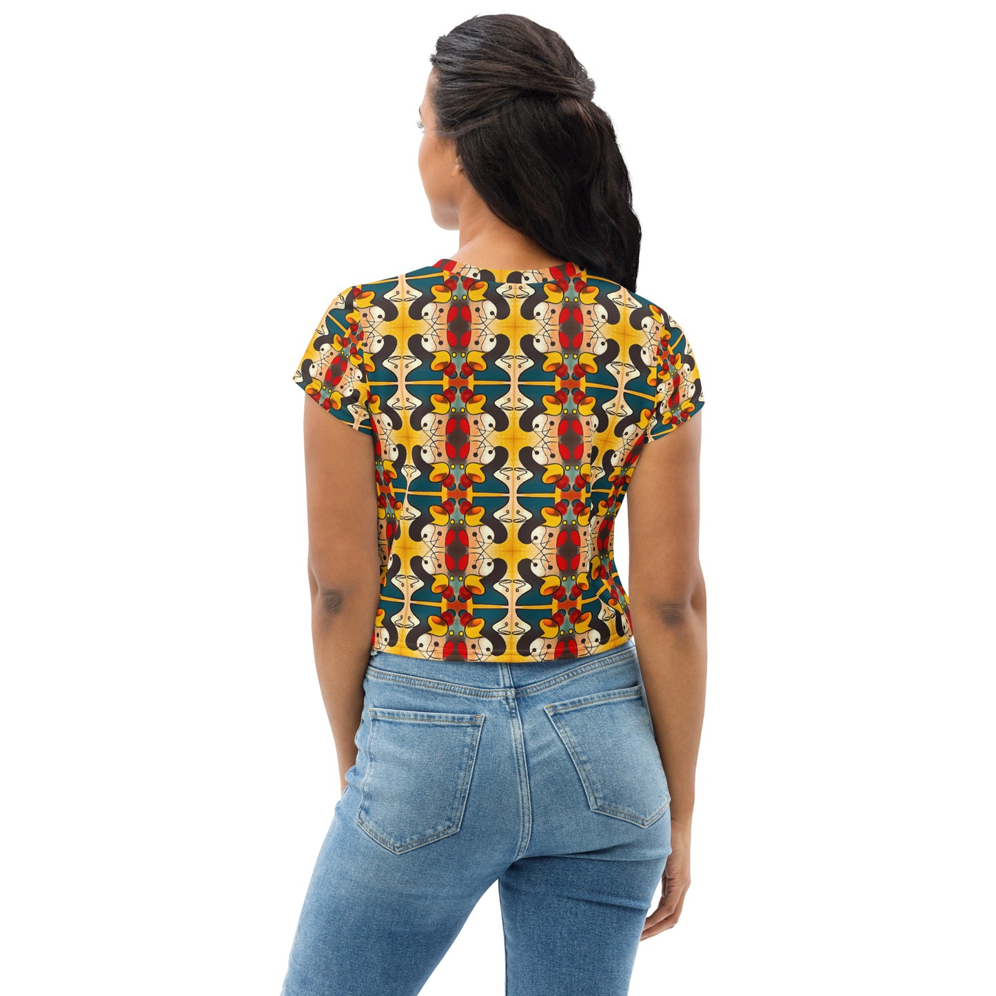 DMV 0281 Vintage Artsy All-Over Print Crop Tee