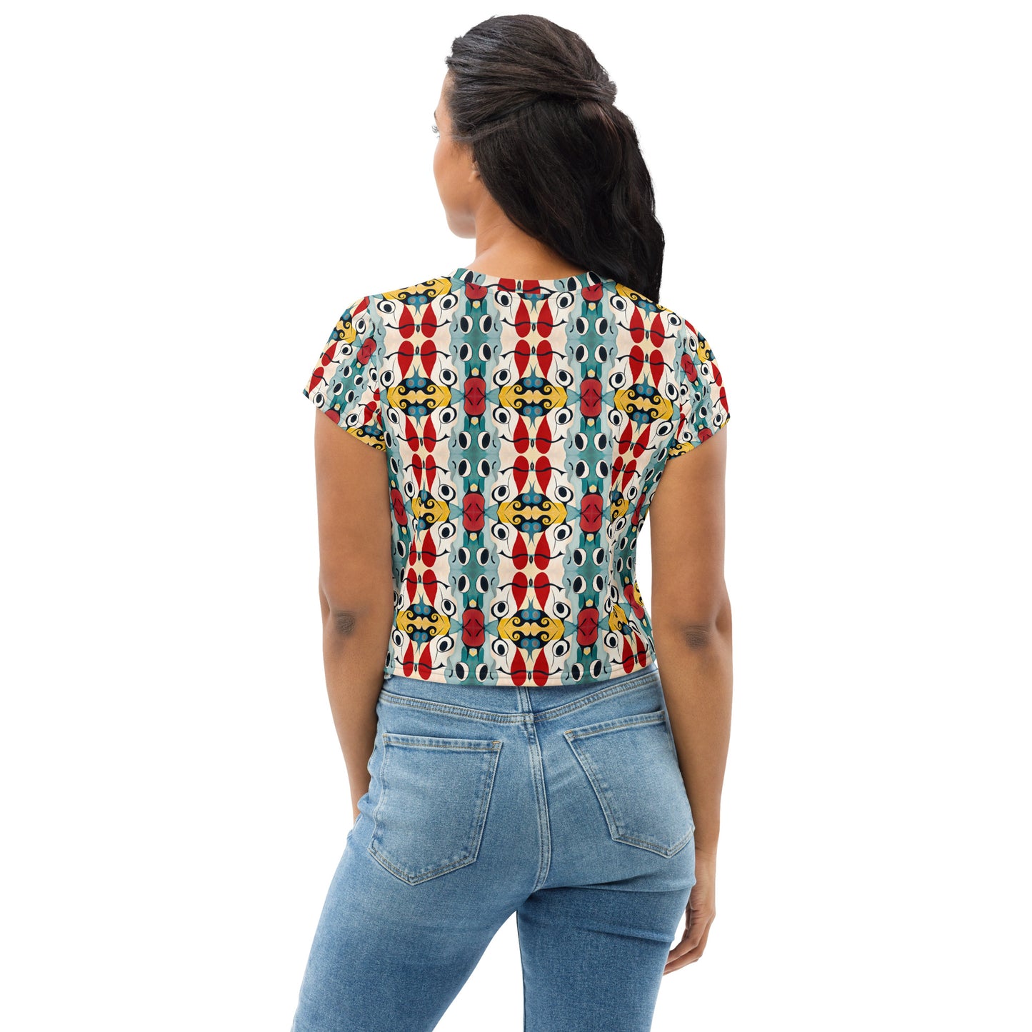 DMV 0230 Vintage Artsy All-Over Print Crop Tee