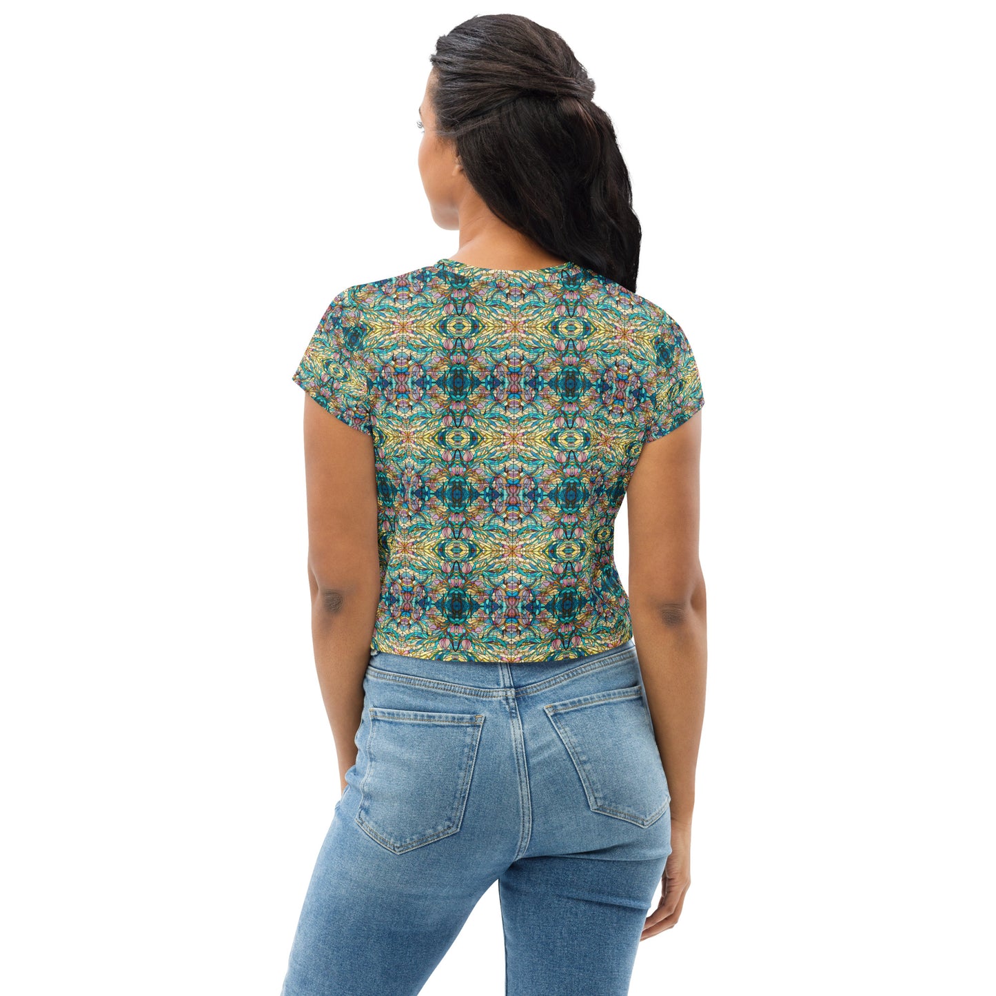 DMV 0049 Chic Boho All-Over Print Crop Tee