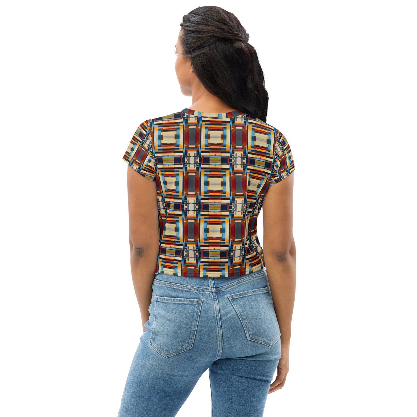 DMV 0244 Geo Boho All-Over Print Crop Tee