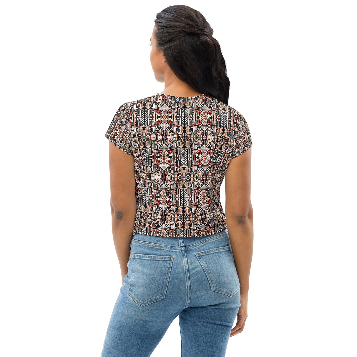 DMV 0274 Chic Boho All-Over Print Crop Tee