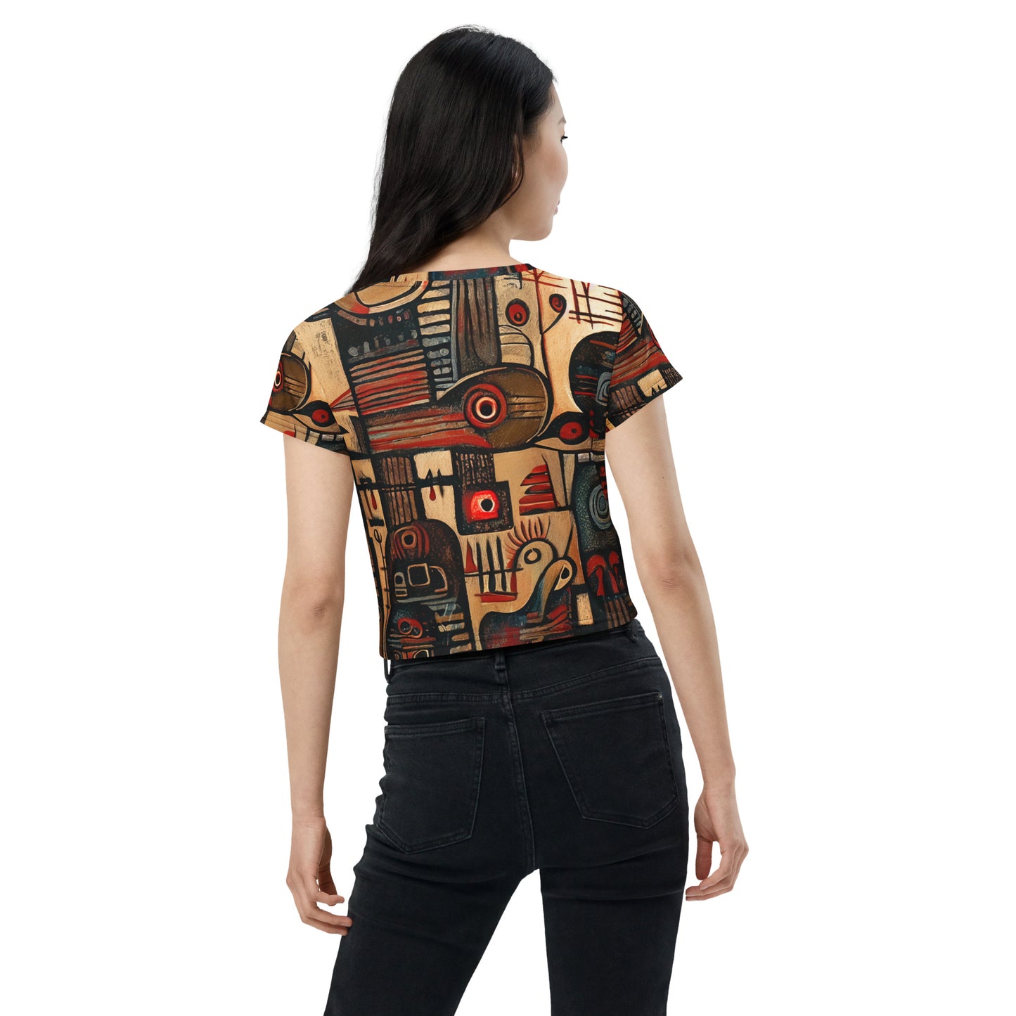 DMV 0256 Retro Art All-Over Print Crop Tee