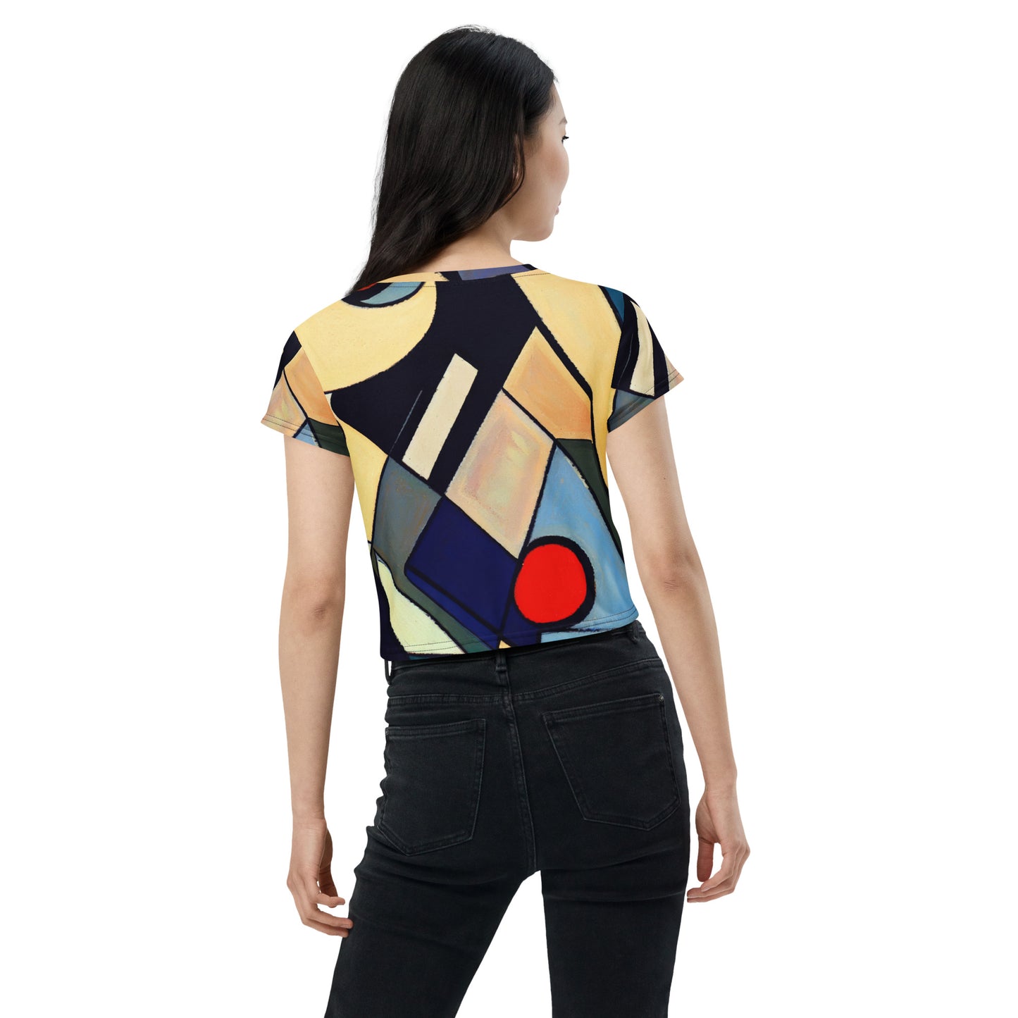 DMV 0234 Abstract Art All-Over Print Crop Tee