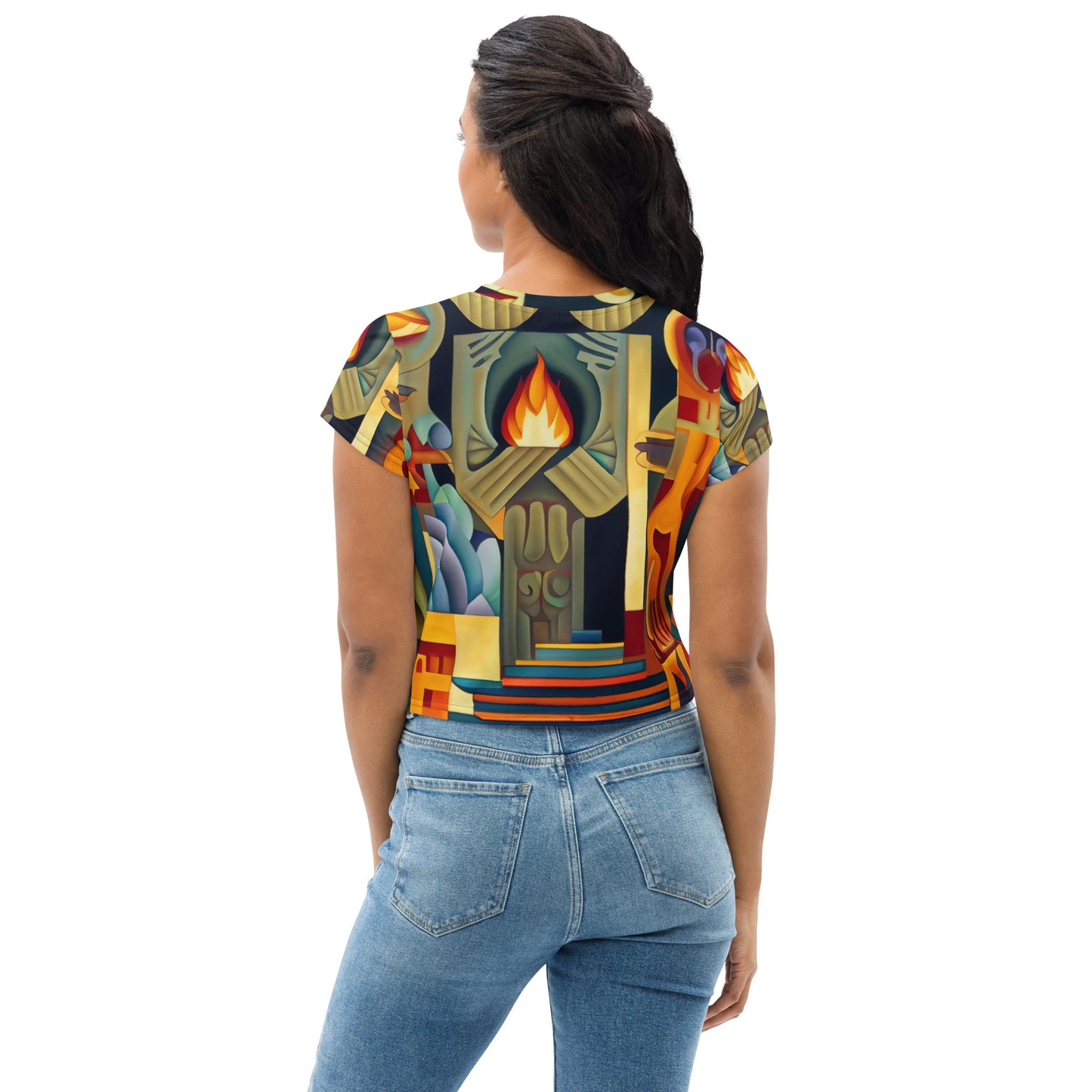 DMV 0237 Retro Art All-Over Print Crop Tee