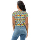 DMV 0102 Vintage Artsy All-Over Print Crop Tee