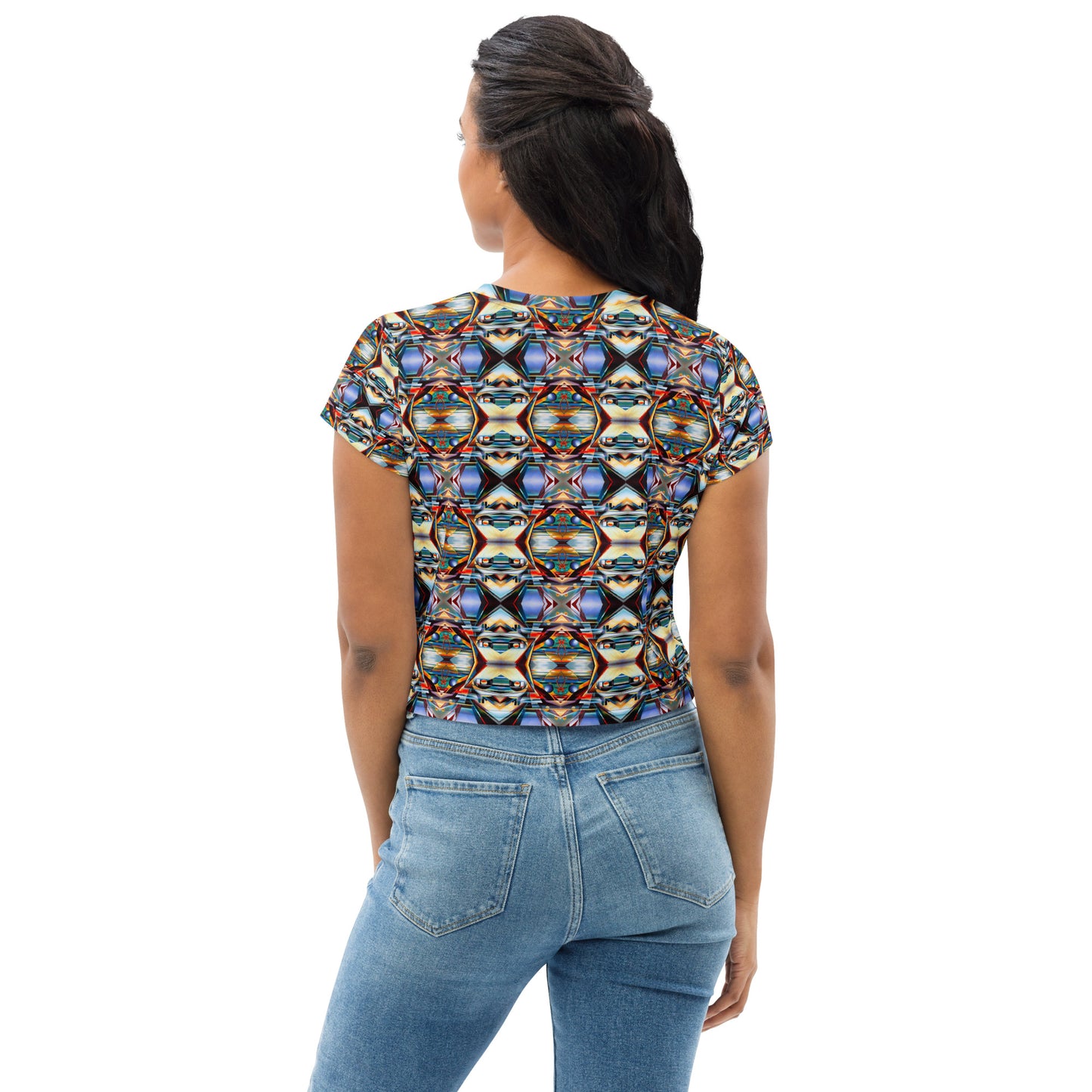 DMV 0221 Conceptual Artsy All-Over Print Crop Tee