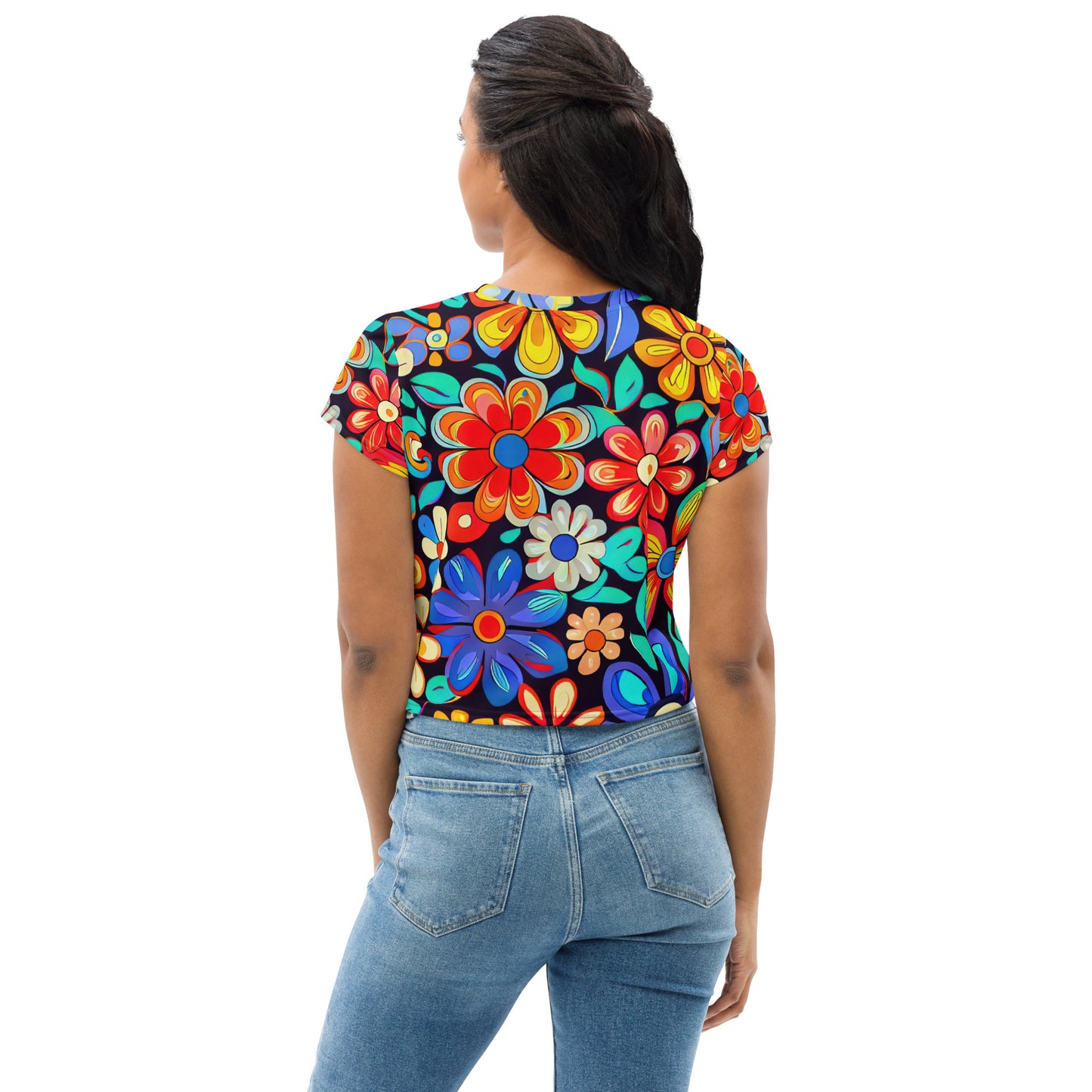 DMV 0257 Floral All-Over Print Crop Tee