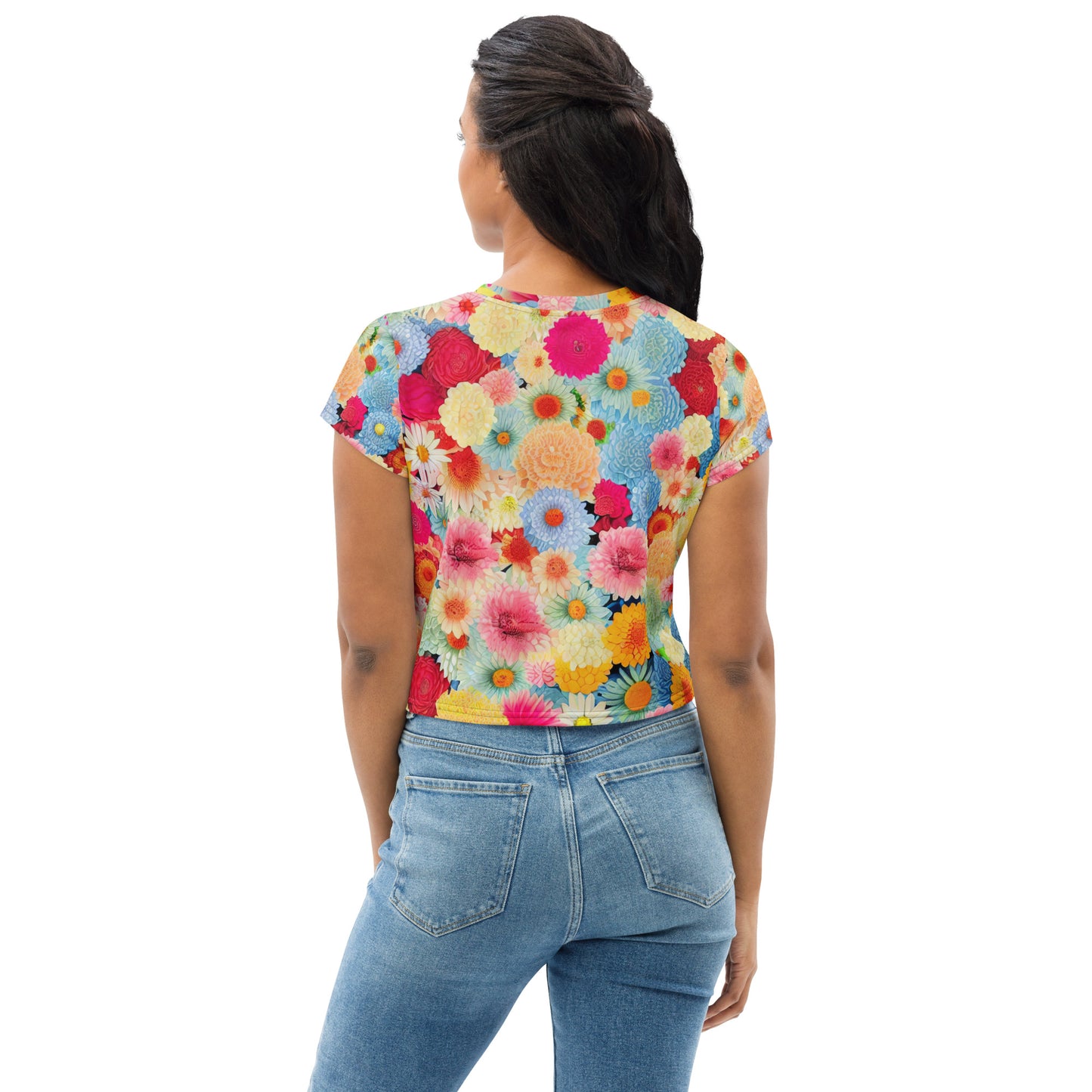 DMV 0106 Floral All-Over Print Crop Tee