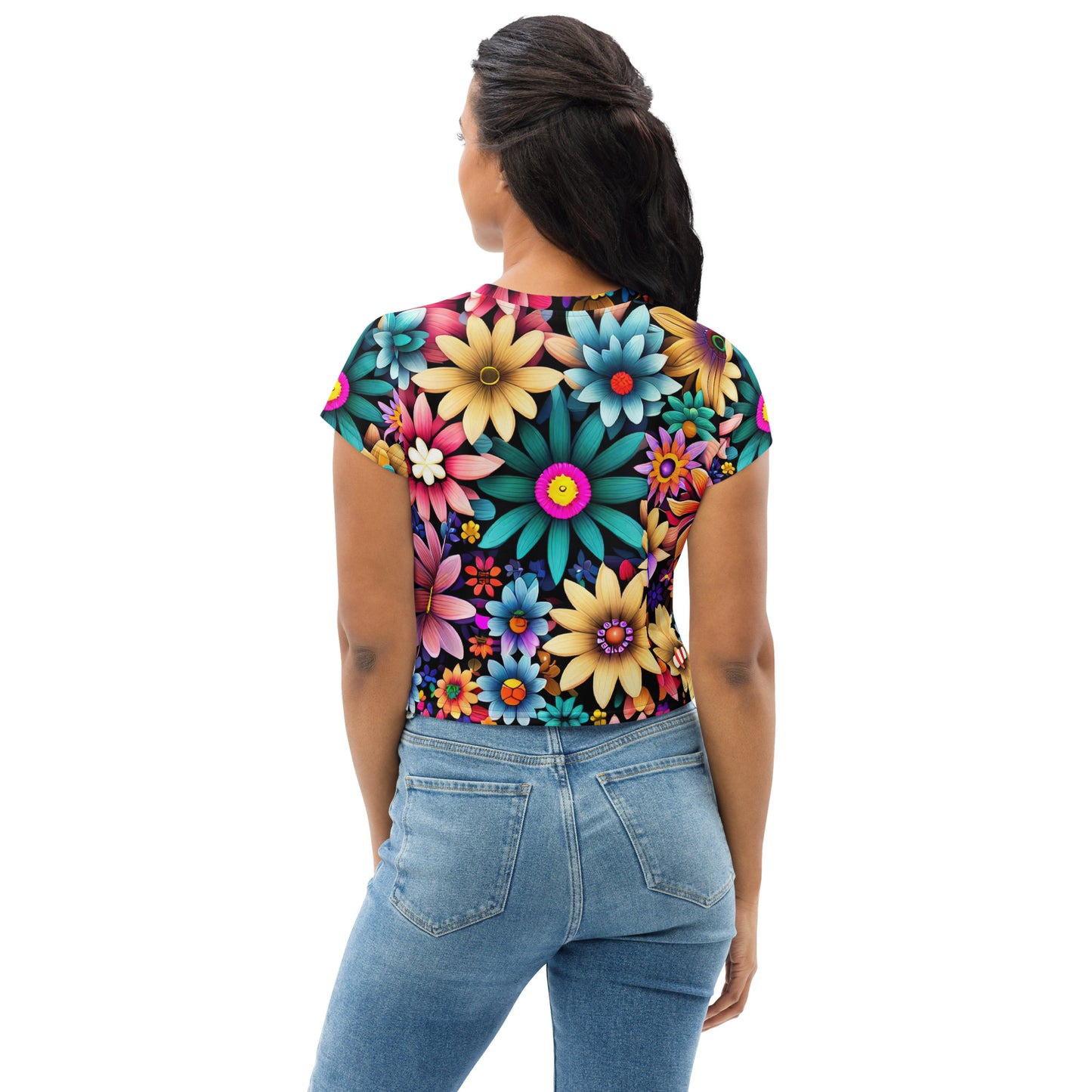 DMV 0265 Floral All-Over Print Crop Tee