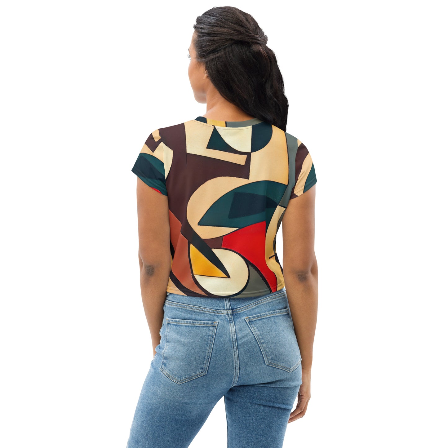 DMV 0296 Abstract Art All-Over Print Crop Tee