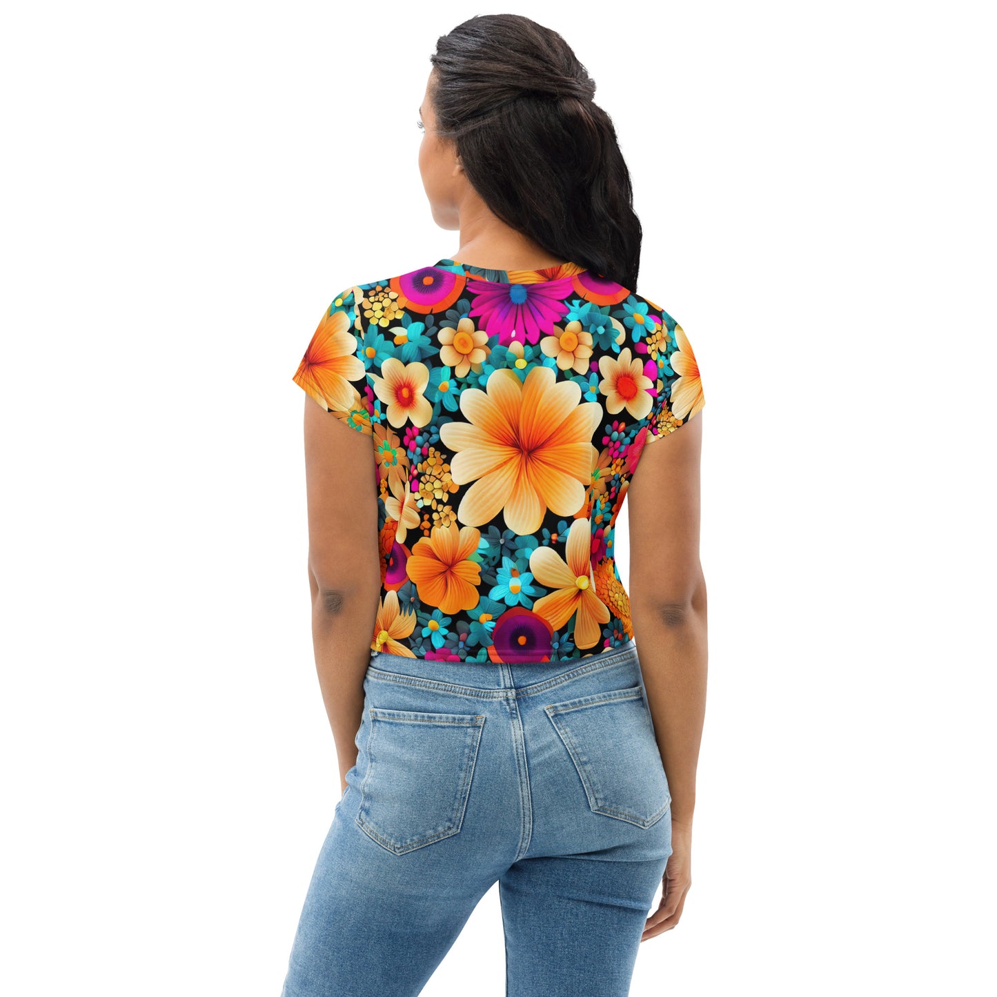 DMV 0259 Floral All-Over Print Crop Tee