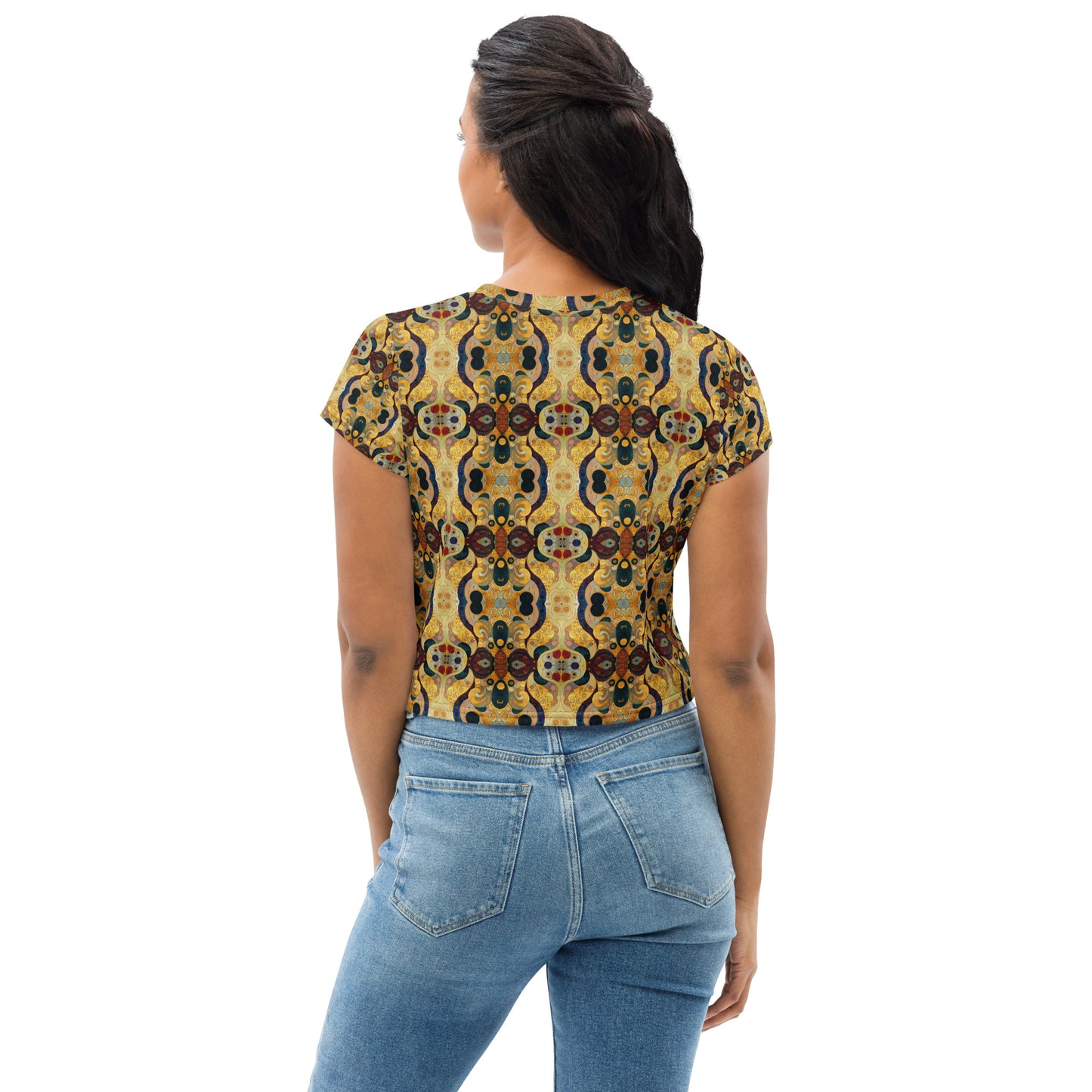 DMV 0407 Chic Boho All-Over Print Crop Tee