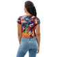 DMV 0308 Abstract Art All-Over Print Crop Tee