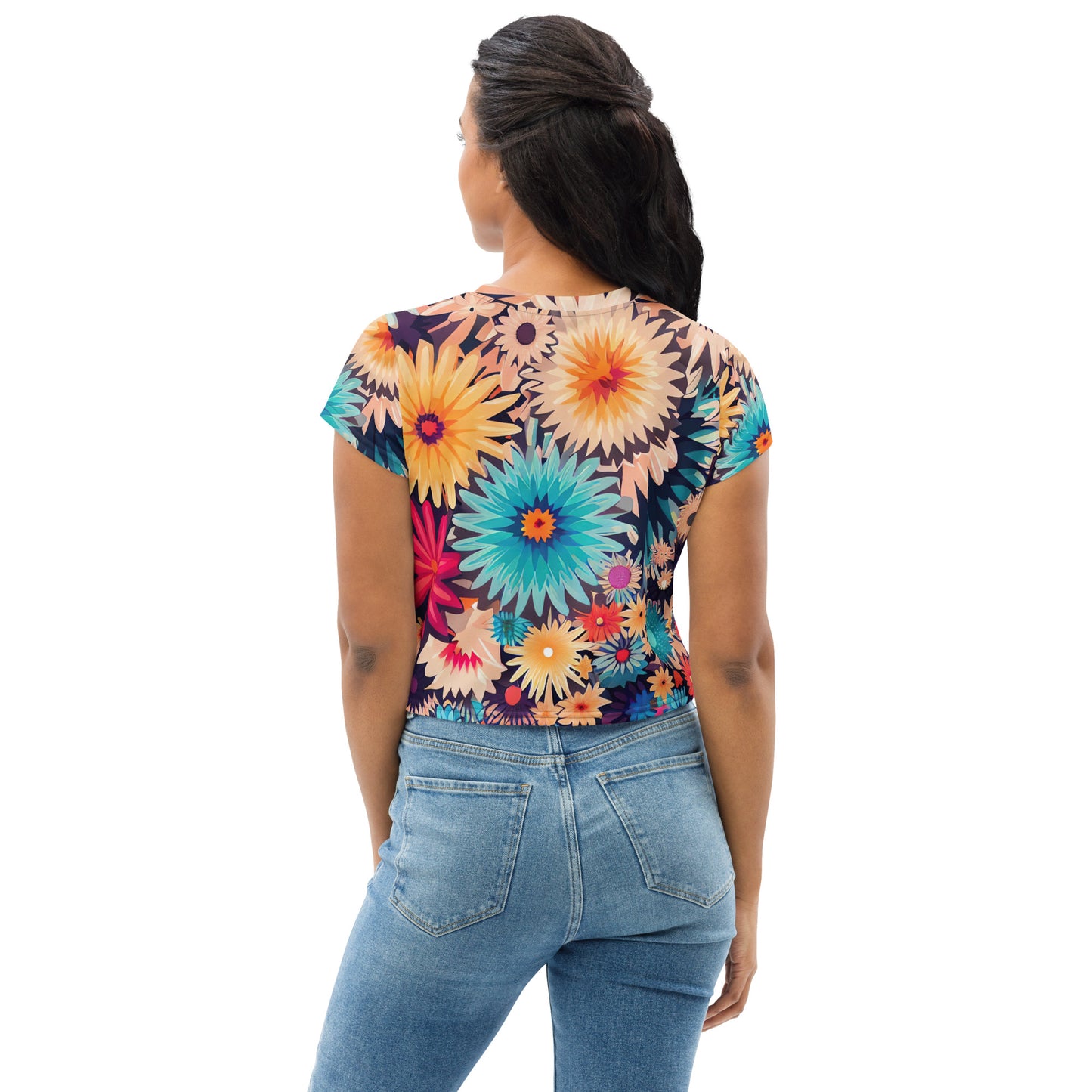 DMV 0404 Floral All-Over Print Crop Tee