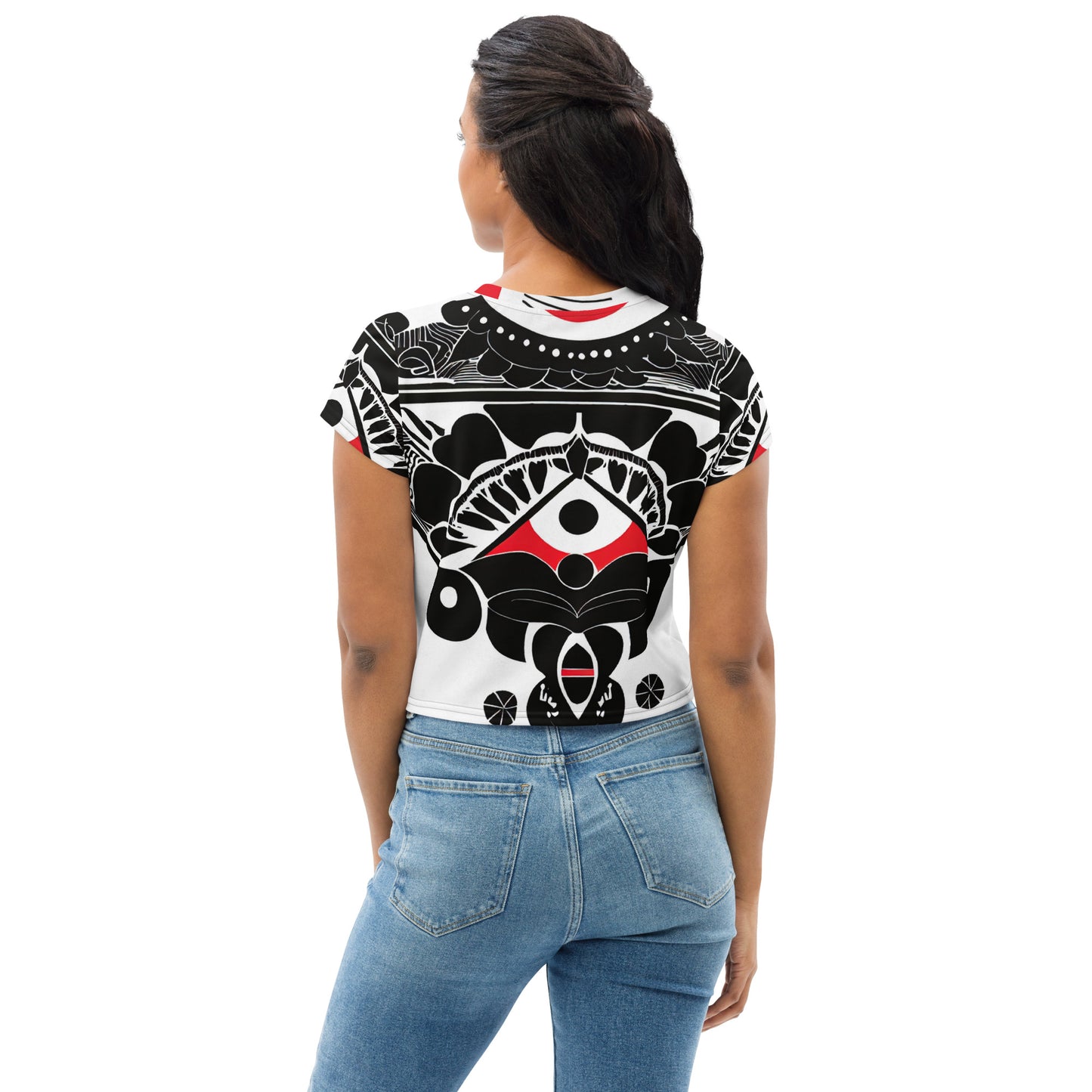 DMV 0294 Boho All-Over Print Crop Tee