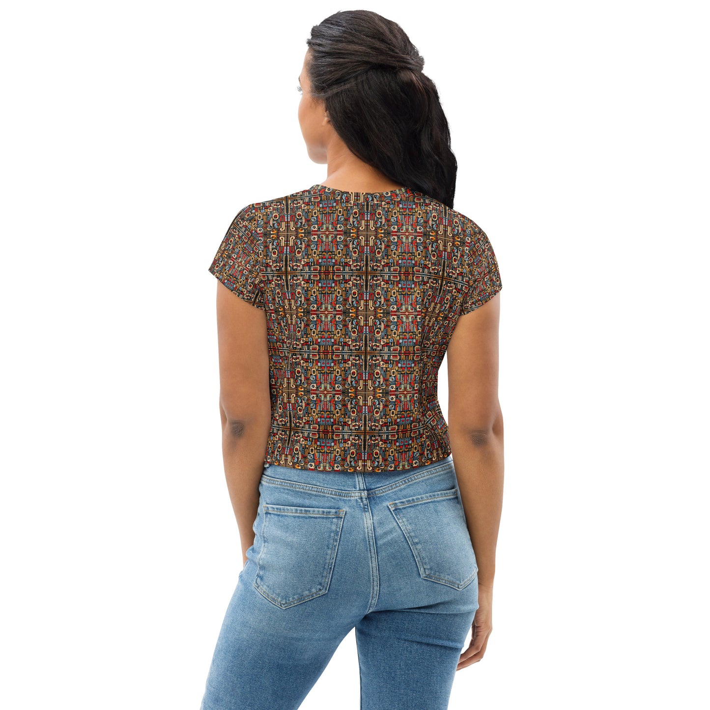 DMV 0280 Classic Boho All-Over Print Crop Tee