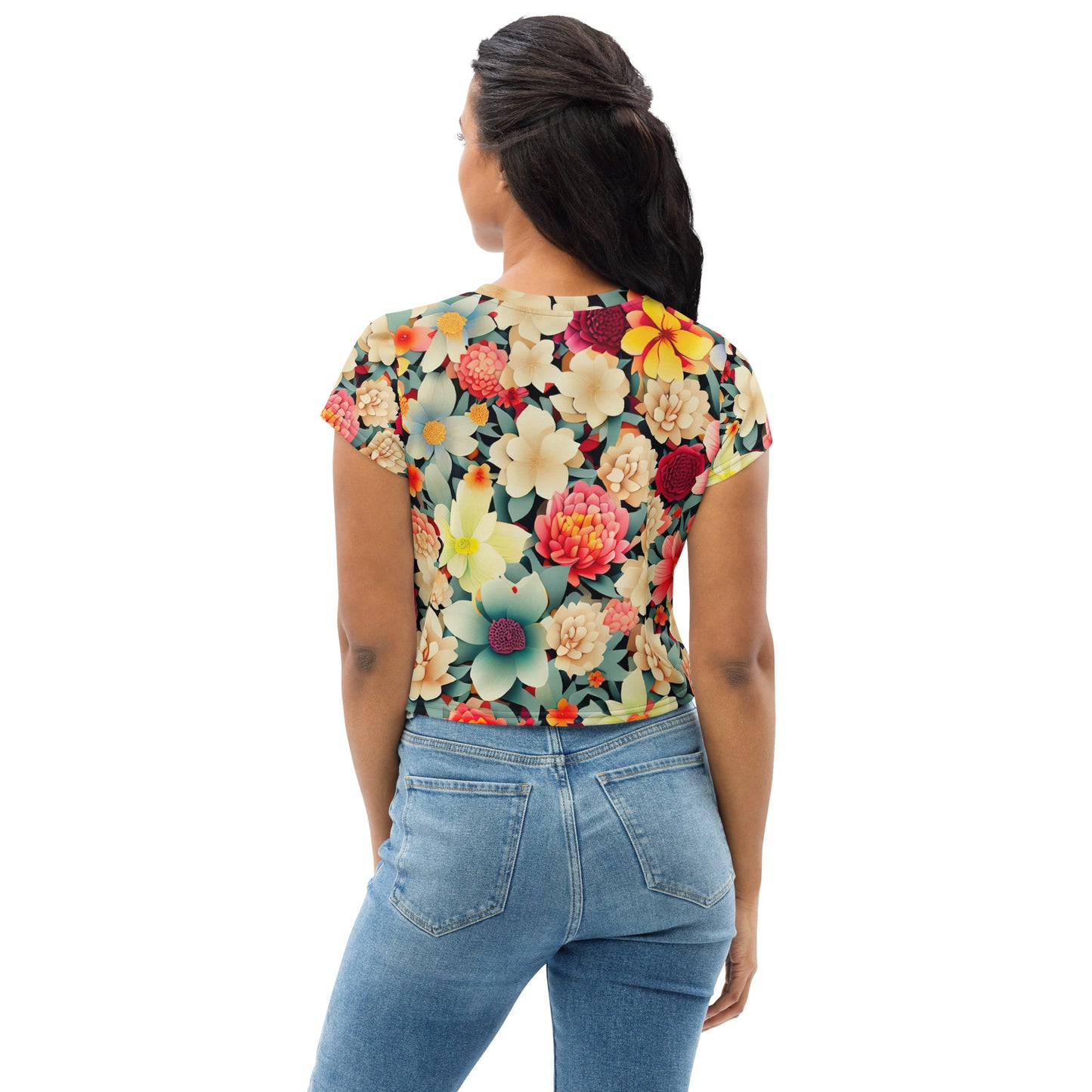 DMV 0260 Floral All-Over Print Crop Tee