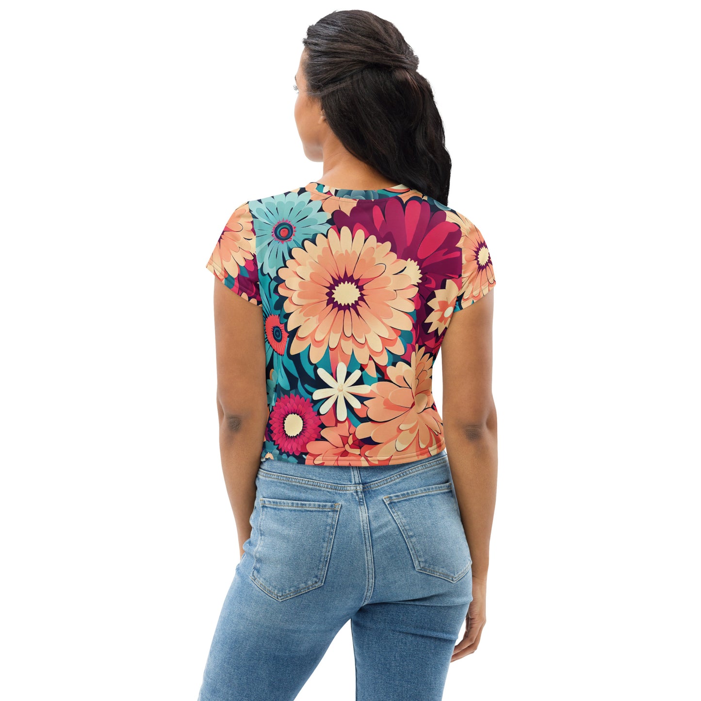 DMV 0293 Floral All-Over Print Crop Tee