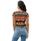 DMV 0415 Boho All-Over Print Crop Tee