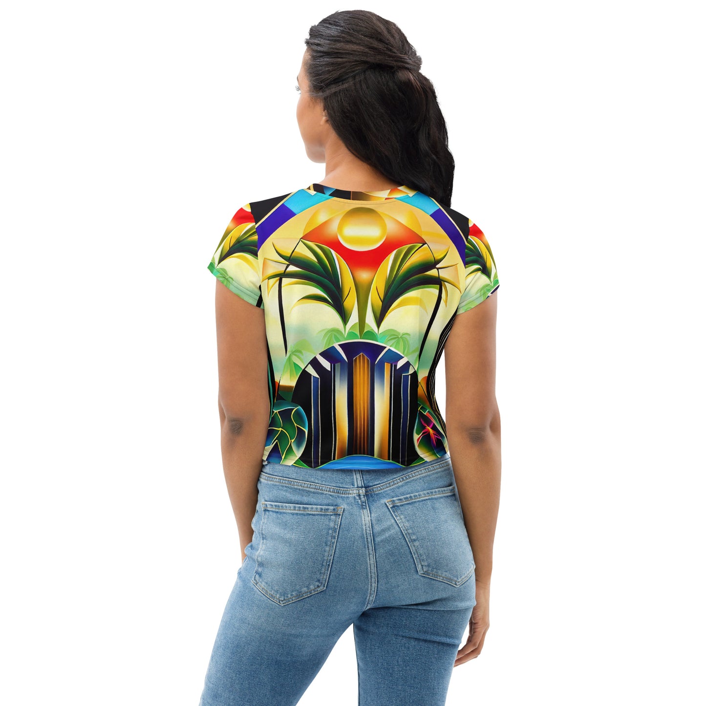 DMV 0258 Retro Art All-Over Print Crop Tee