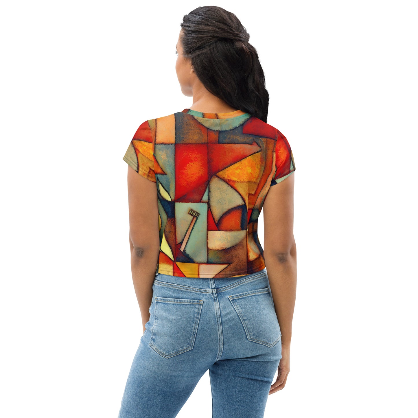 DMV 0298 Retro Art All-Over Print Crop Tee