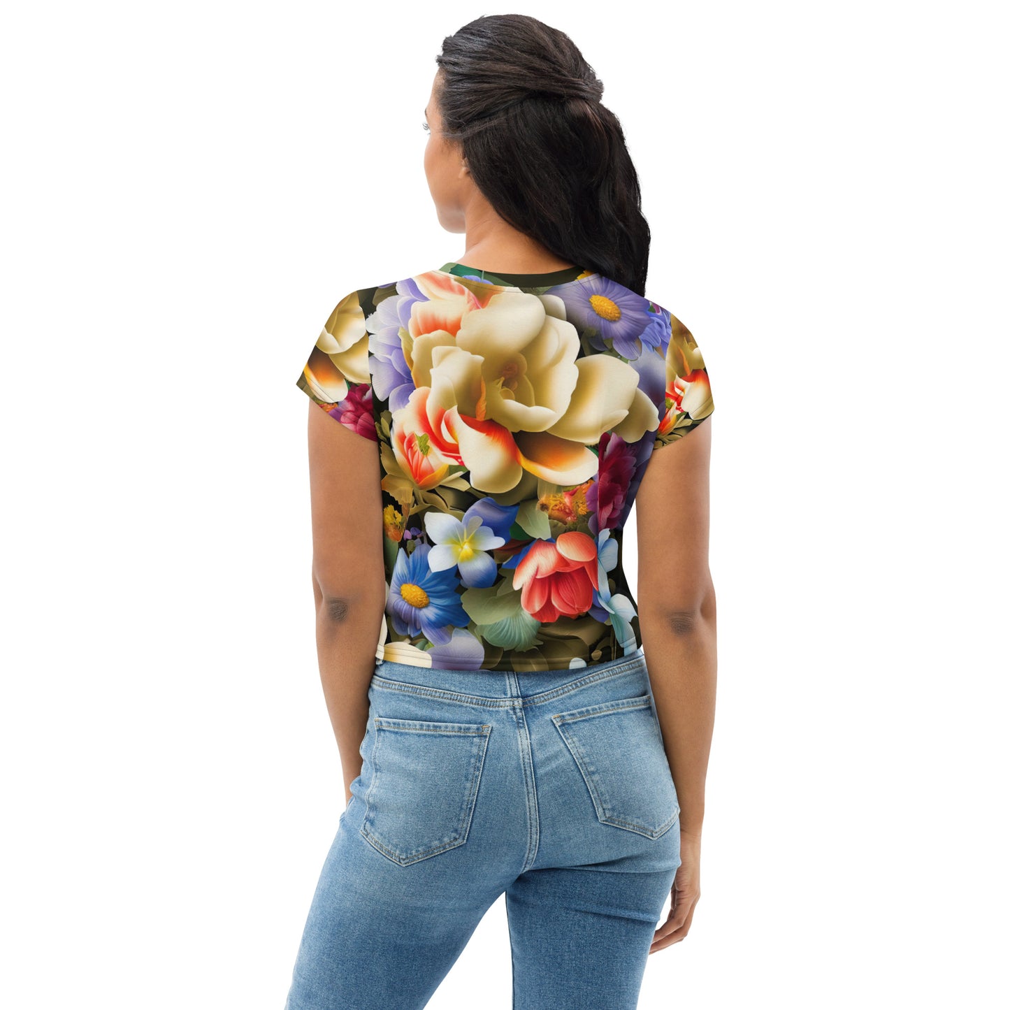 DMV 0268 Floral All-Over Print Crop Tee