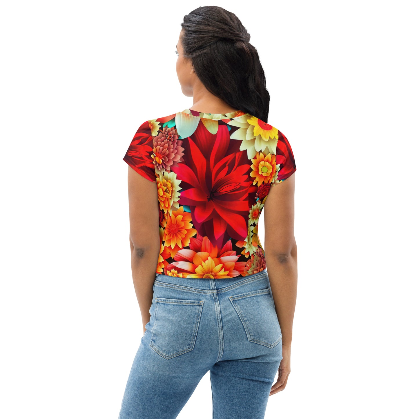 DMV 0419 Floral All-Over Print Crop Tee