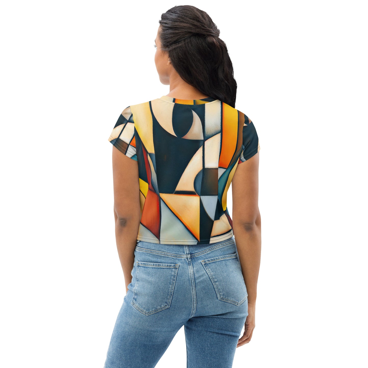 DMV 0433 Abstract Art All-Over Print Crop Tee