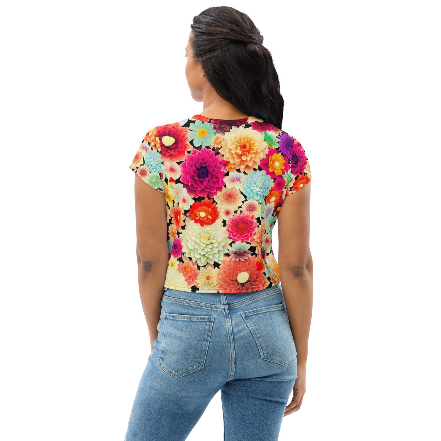 DMV 0424 Floral All-Over Print Crop Tee