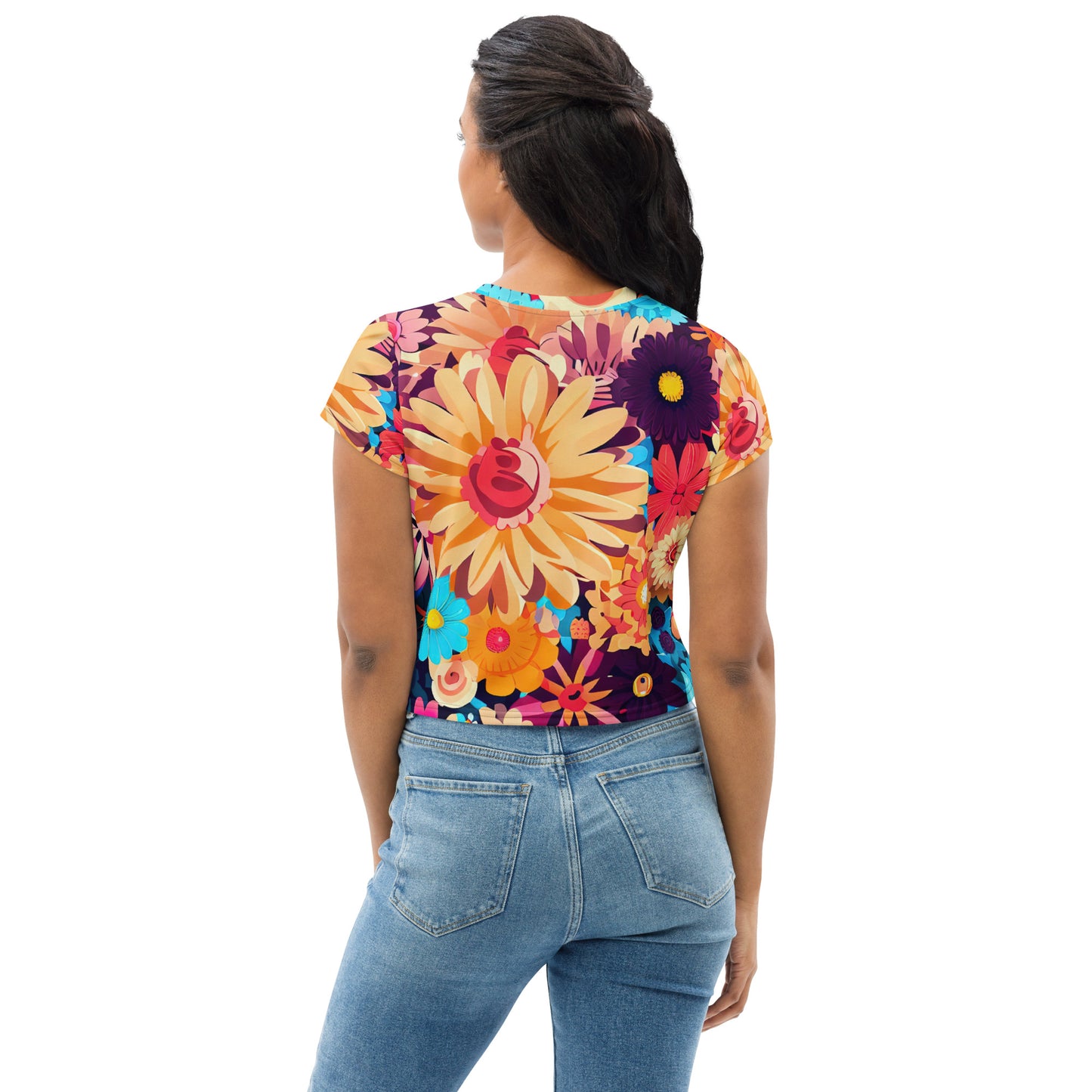 DMV 0770 Floral All-Over Print Crop Tee