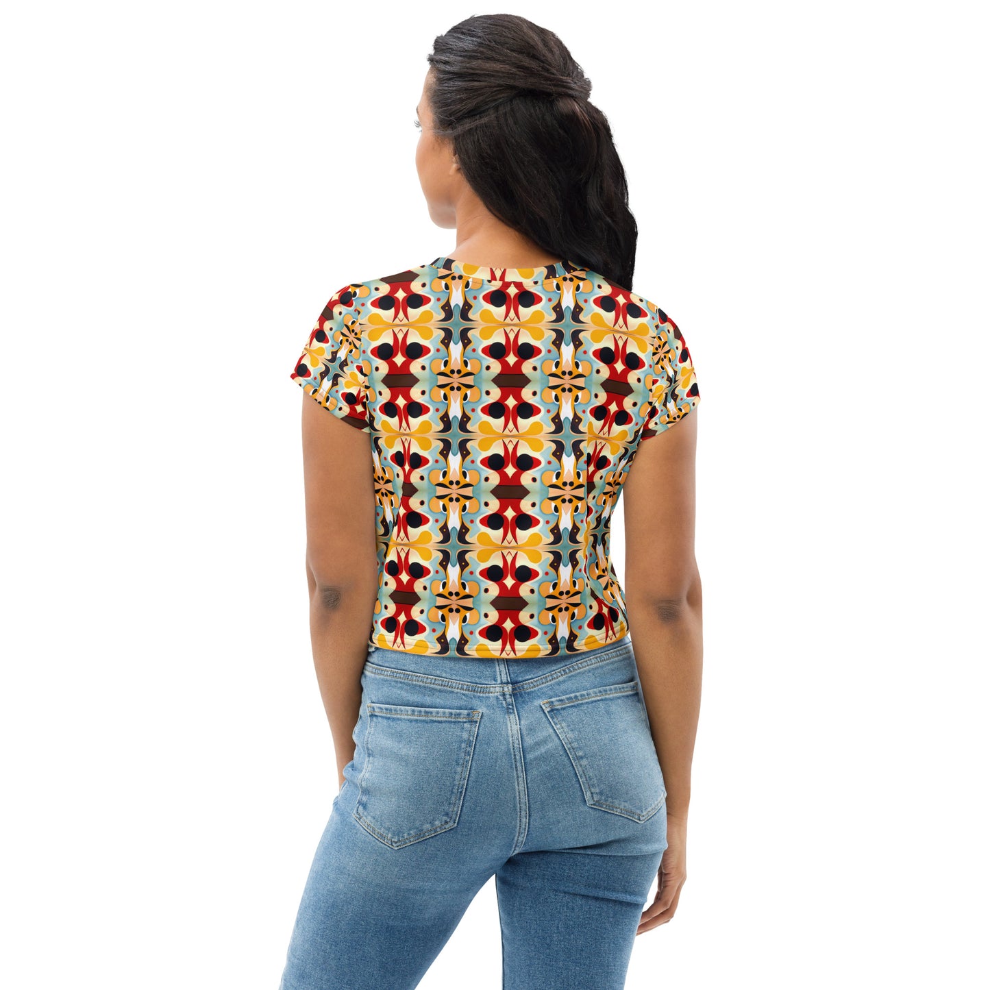 DMV 0357 Vintage Artsy All-Over Print Crop Tee