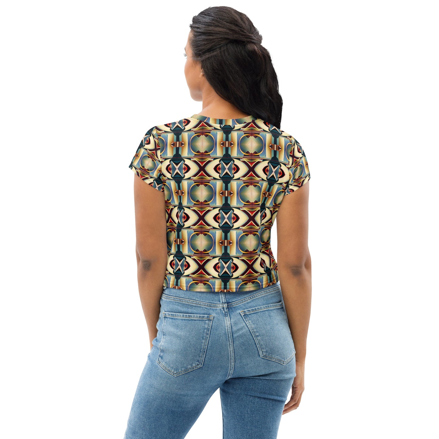 DMV 0611 Conceptual Artsy All-Over Print Crop Tee