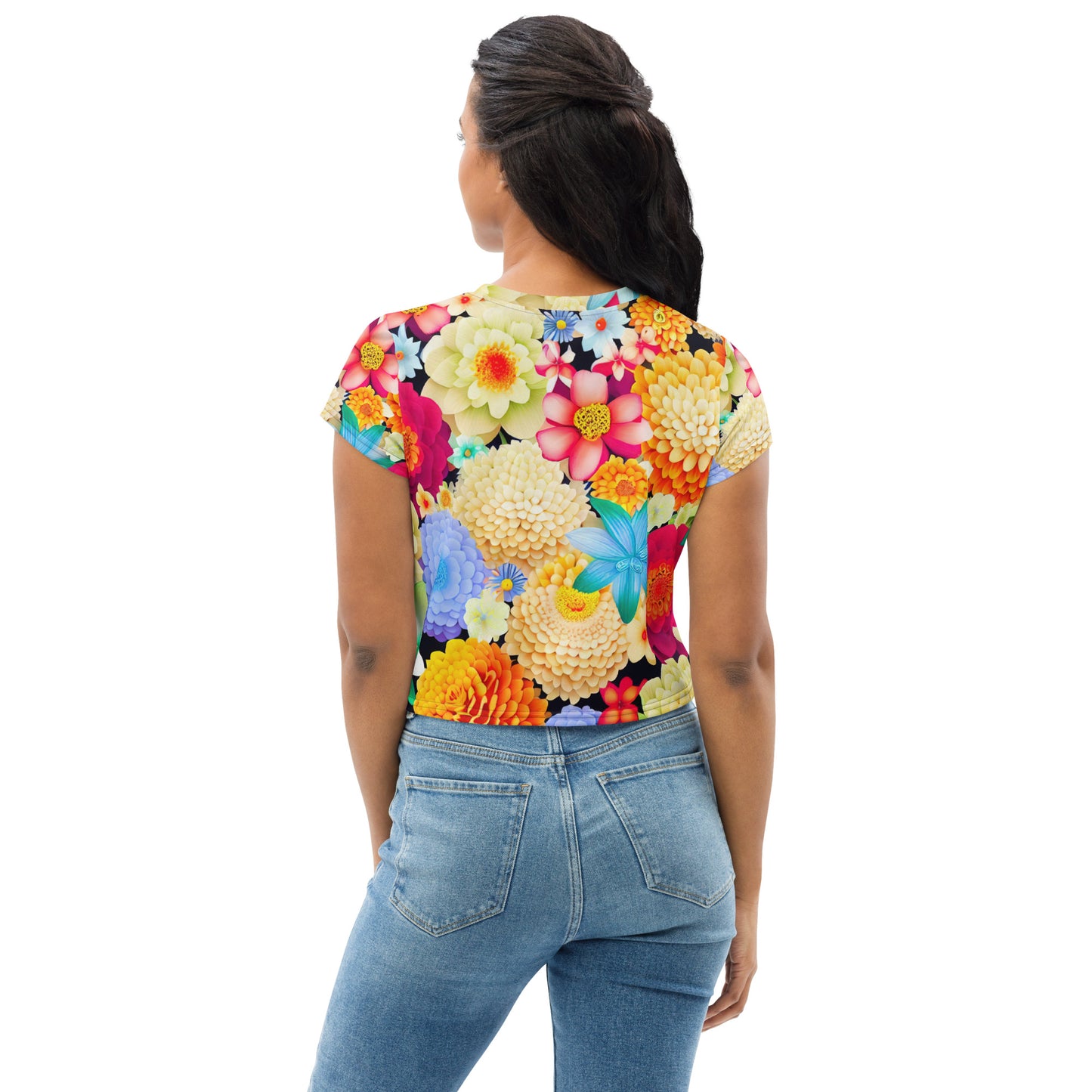 DMV 0310 Floral All-Over Print Crop Tee