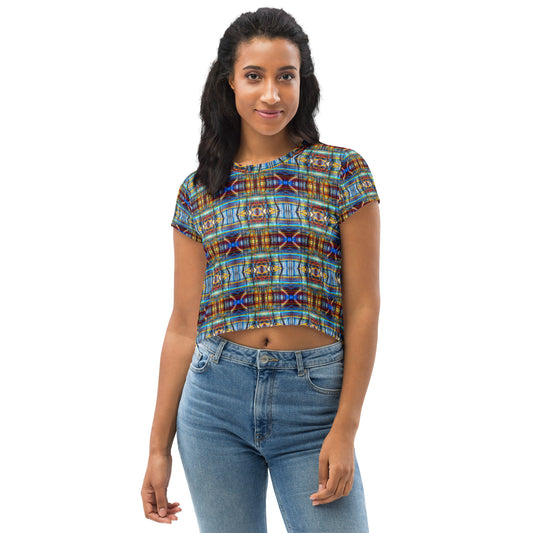 DMV 0228 Avant Garde Artsy All-Over Print Crop Tee