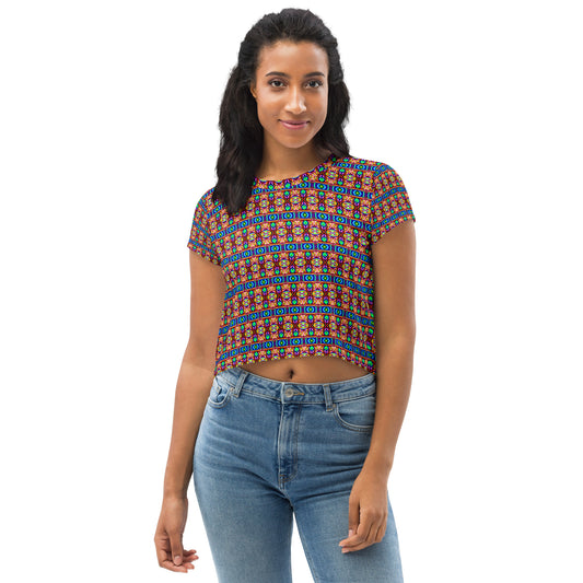 DMV 0245 Psy Artsy All-Over Print Crop Tee