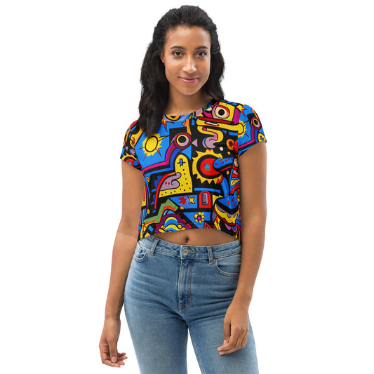 DMV 0235 Psy Art All-Over Print Crop Tee