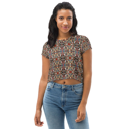 DMV 0283 Chic Boho All-Over Print Crop Tee