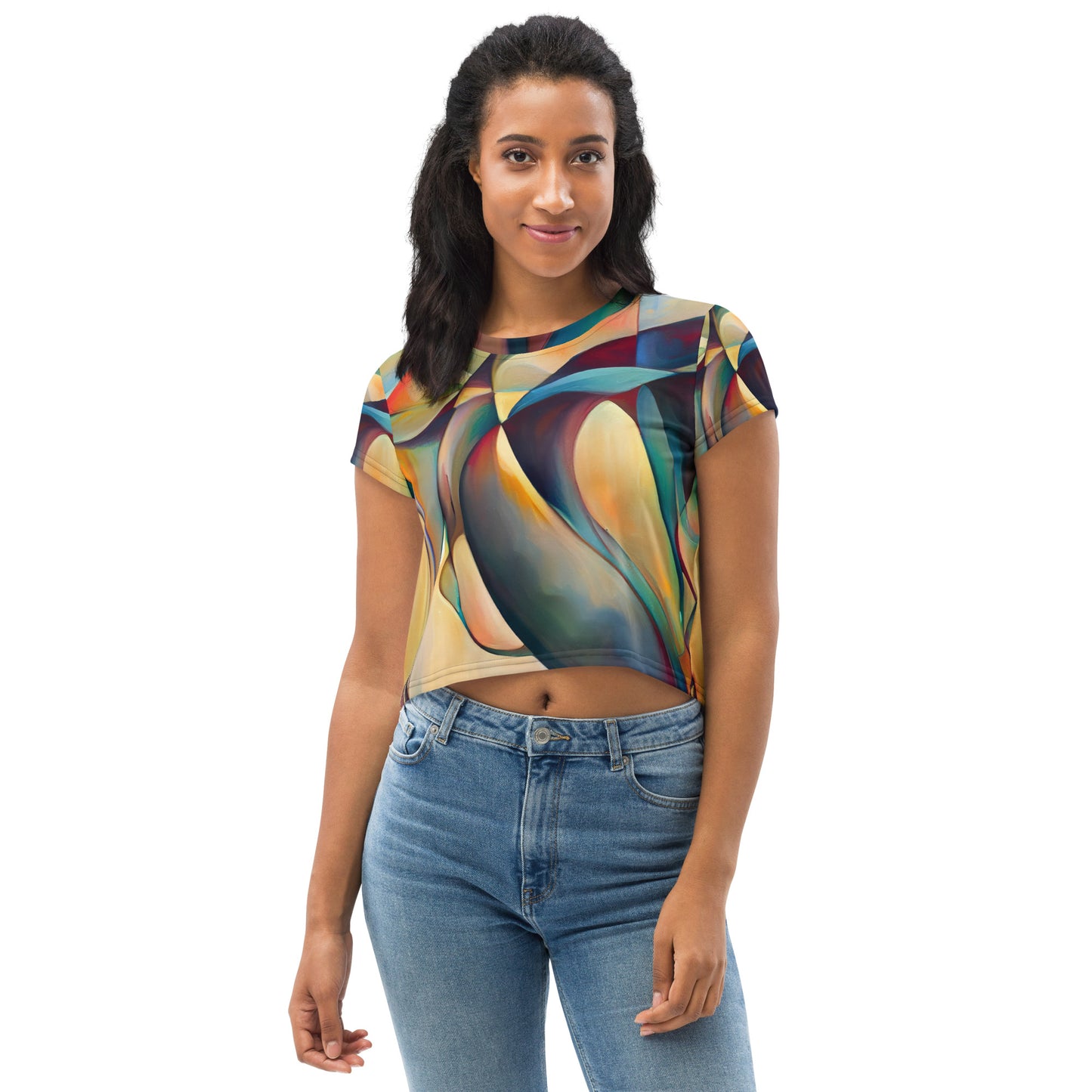 DMV 0243 Abstract Art All-Over Print Crop Tee