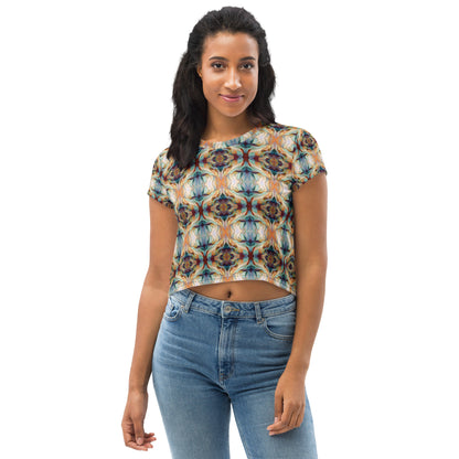 DMV 0273 Chic Boho All-Over Print Crop Tee