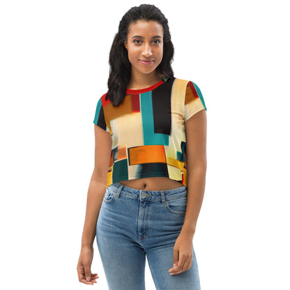 DMV 0282 Abstract Art All-Over Print Crop Tee