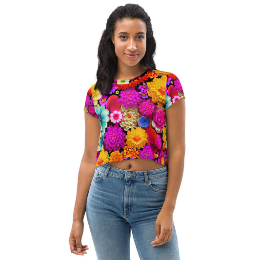 DMV 0238 Floral All-Over Print Crop Tee