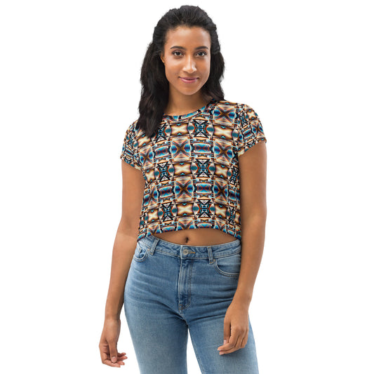 DMV 0275 Conceptual Artsy All-Over Print Crop Tee