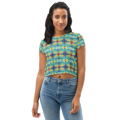 DMV 0231 Chic Boho All-Over Print Crop Tee