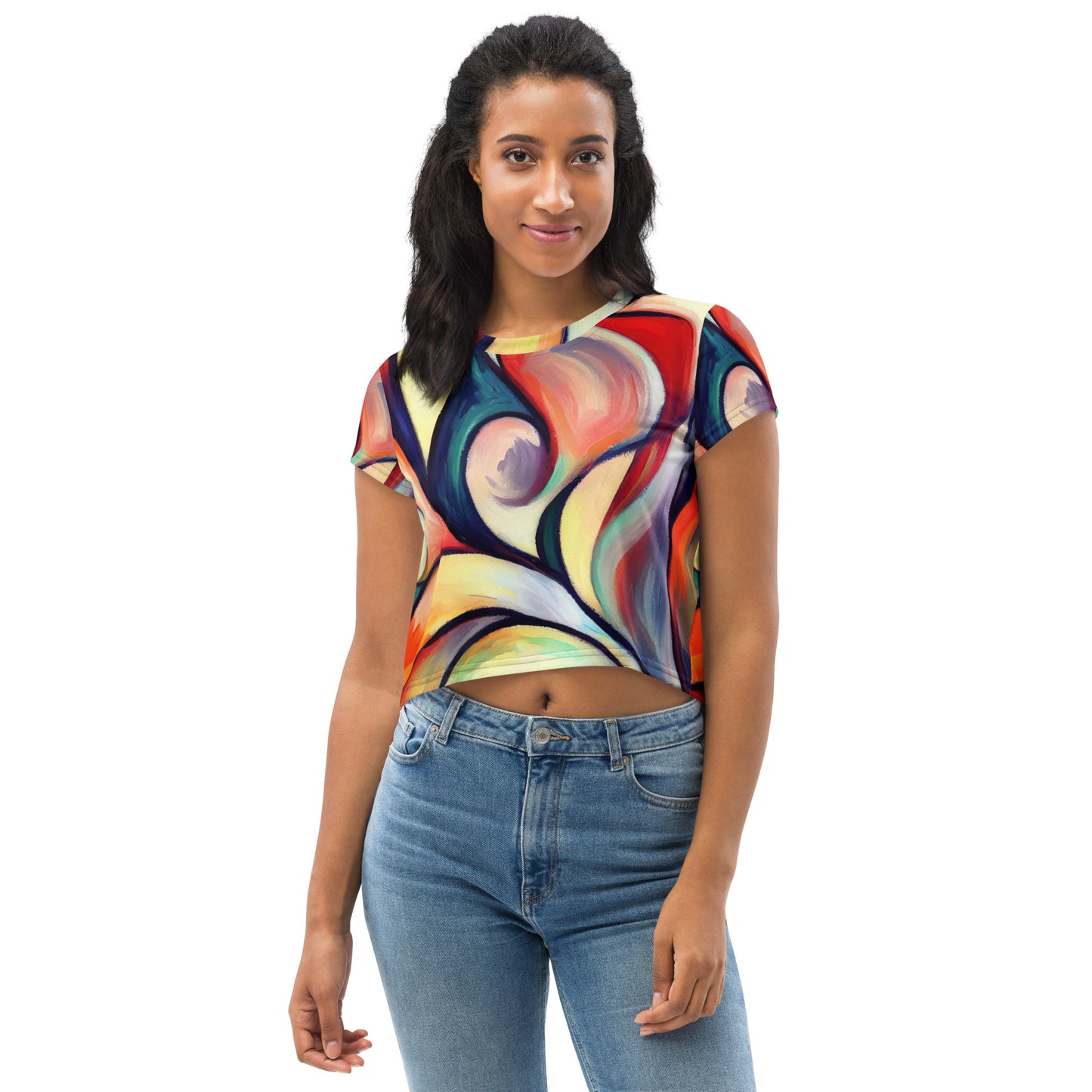 DMV 0277 Abstract Art All-Over Print Crop Tee