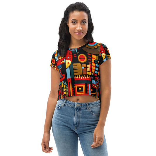 DMV 0233 Psy Art All-Over Print Crop Tee